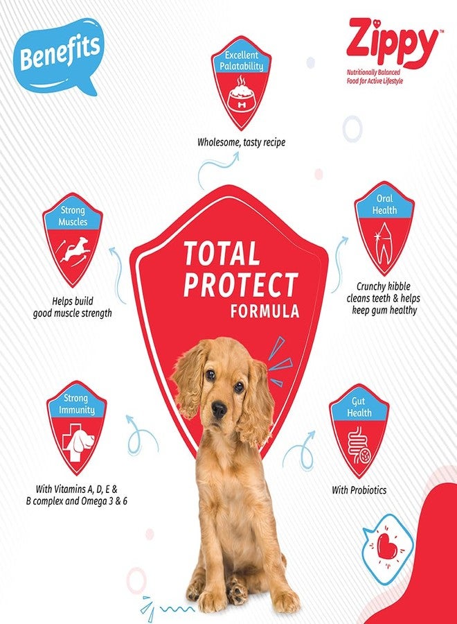 Zippy Puppy Dry Dog Food - 3 Kg, Real Chicken & Vegetables, Nutritionally Balanced Dog Food for All Breeds, with Vitamins, Minerals, Probiotics & Salmon Oil - Image 4
